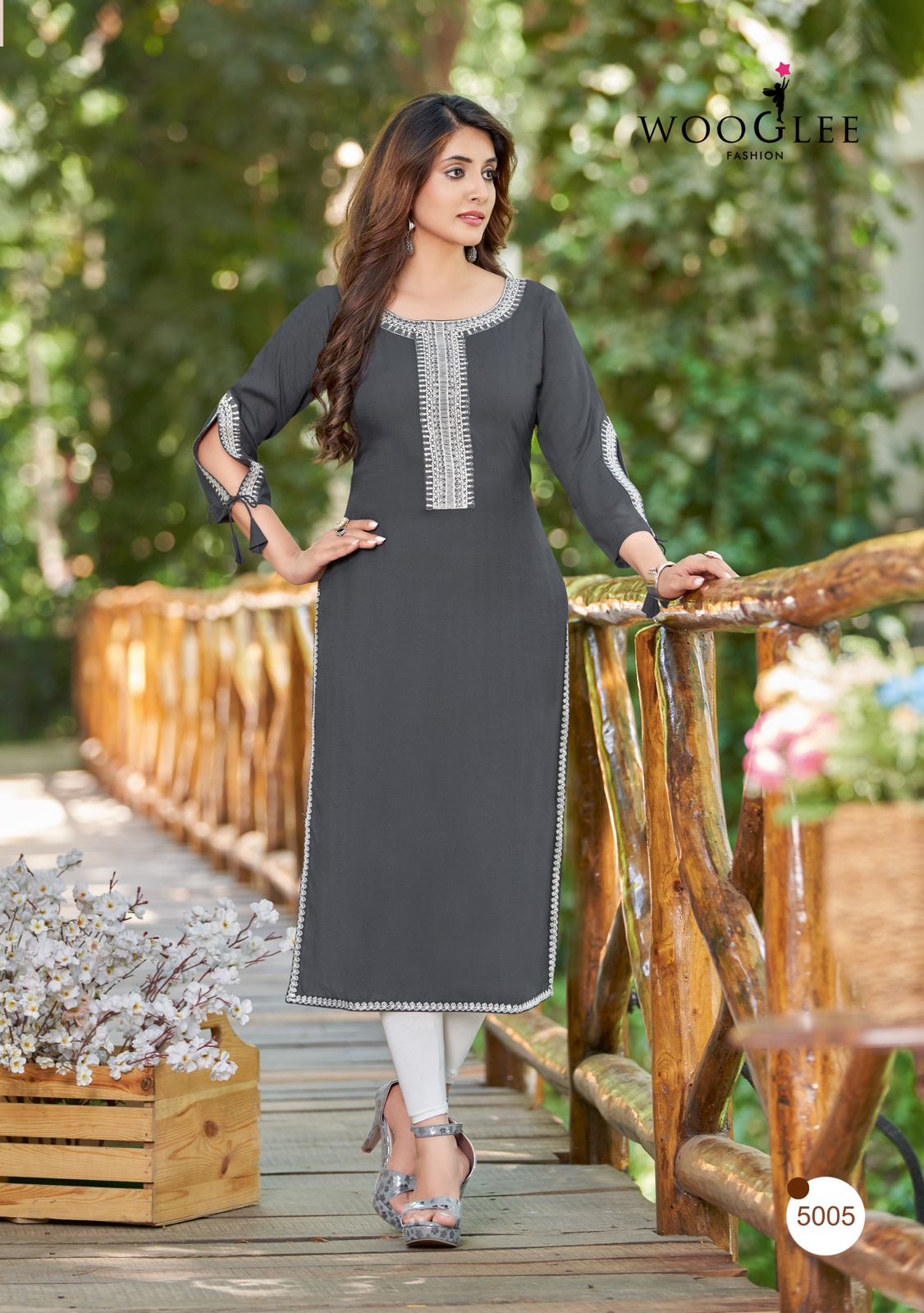 Wooglee Shloka Designer Embroidery Kurtis Catalog